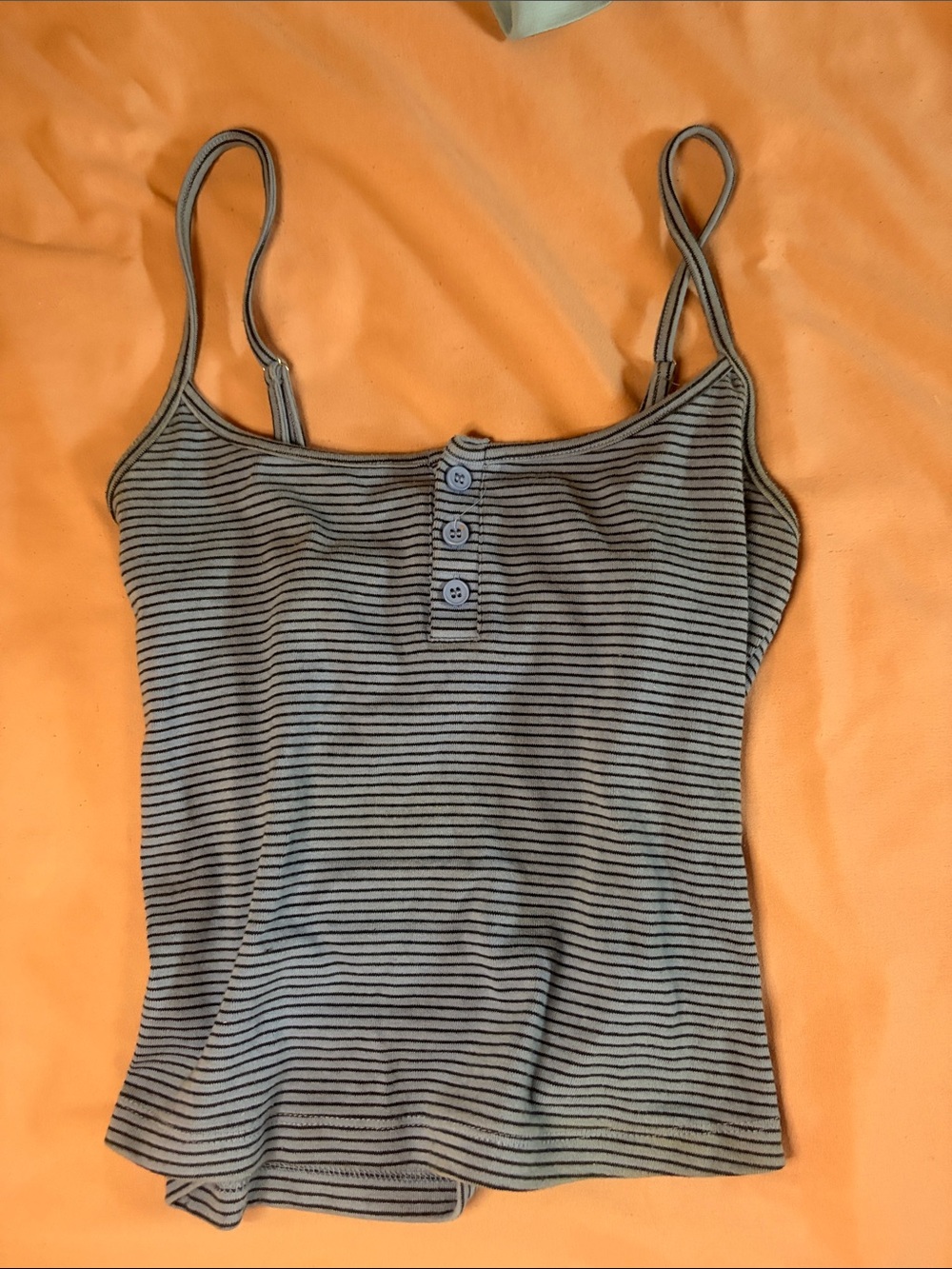 Striped Tank Cami Top with Button Detail -blue/navy